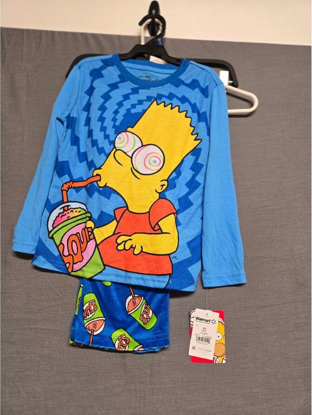 The Simpsons Boys Pajama Set Bart Simpson Blue 2 Piece Sleepwear Size XS 4 to 5